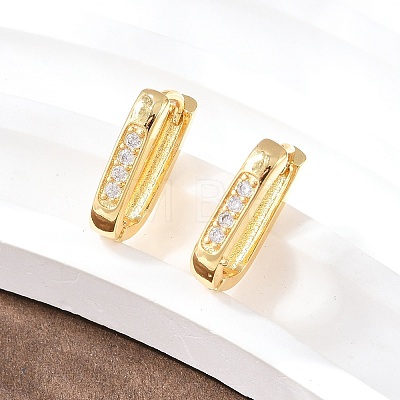 Rectangle Brass Cubic Zirconia Hoop Earrings EJEW-A156-16A-G-1