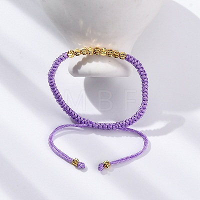 Polyester Cord Braided Bead Bracelets for Women BJEW-L698-01G-04-1