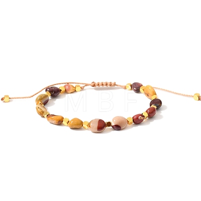 Natural Mookaite Braided Bead Bracelets PW-WGF95B2-09-1