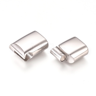 Tarnish Resistant 304 Stainless Steel Magnetic Clasps with Glue-in Ends STAS-L213-02P-1