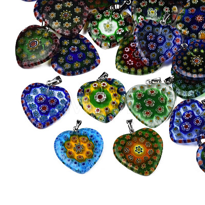 Handmade Millefiori Glass Pendants X-LK-R005-03-1