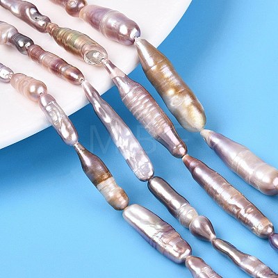 Natural Baroque Stick Pearl Keshi Pearl Beads Strands PEAR-N021-19-01C-1