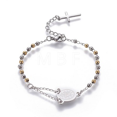 304 Stainless Steel Charm Bracelets BJEW-P258-17GP-1