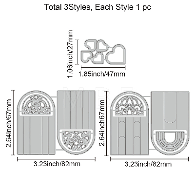 3Pcs 3 Styles Carbon Steel Cutting Dies Stencils DIY-WH0309-847-1