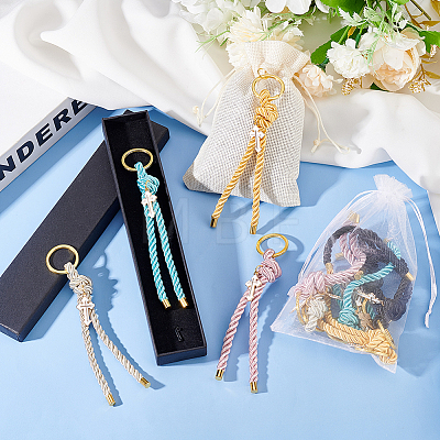 Polyester Cord First Communion Christening Keychain with Alloy Enamel Cross for Baptism Favors Gift KEYC-AB00031-1
