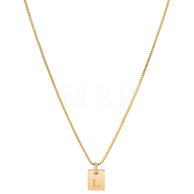 1Pc Stainless Steel Letter Rectangle Pendant Necklaces NJEW-LP0001-34L-G-1