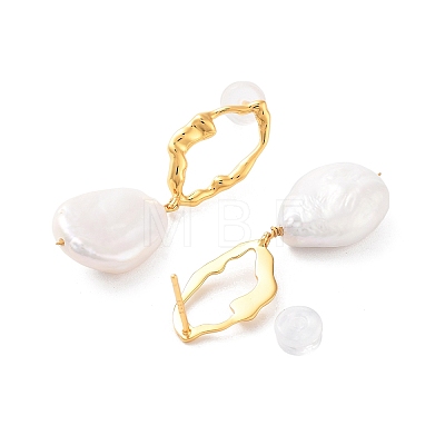 Teardrop Natural Pearl Stud Earrings for Women EJEW-E303-26G-1