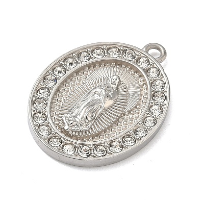304 Stainless Steel & Rhinestone Pendants STAS-G371-09E-01P-1