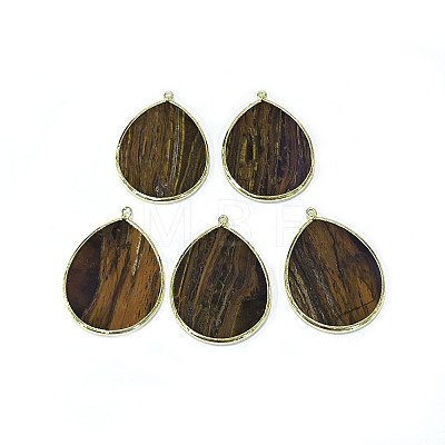 Natural Tiger Eye Pendants G-E526-01H-1