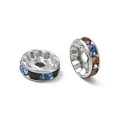 304 Stainless Steel Rhinestone Spacer Beads RB-CBA18B7-01P-07-1