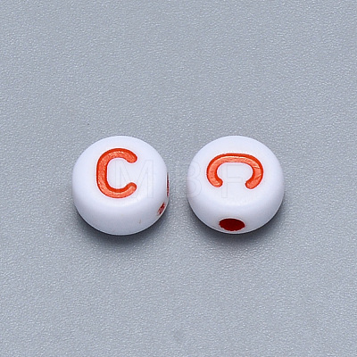 Craft Acrylic Horizontal Hole Letter Beads SACR-S201-11C-1