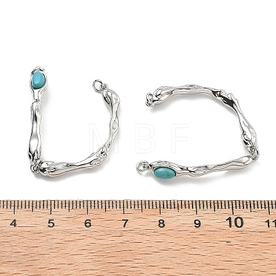 Brass Synthetic Turquoise Toggle Clasps KK-B129-19P-1