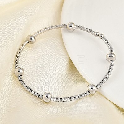 Brass Micro Pave Clear Cubic Zirconia Chain Bracelets for Women BJEW-M047-02P-1