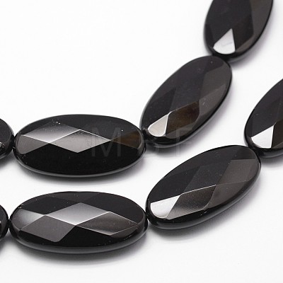 Natural Black Onyx Beads Strands G-P161-47-40x20mm-1