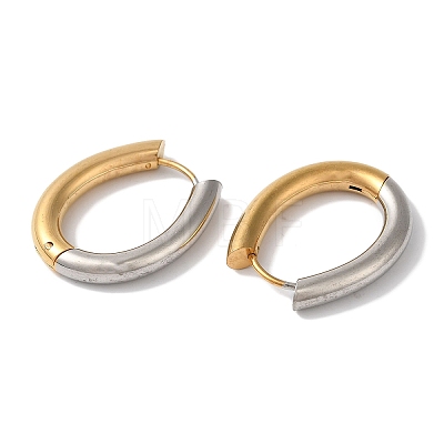 Oval Ion Plating(IP) 304 Stainless Steel Two Tone Hoop Earrings for Women EJEW-L287-057GP-1