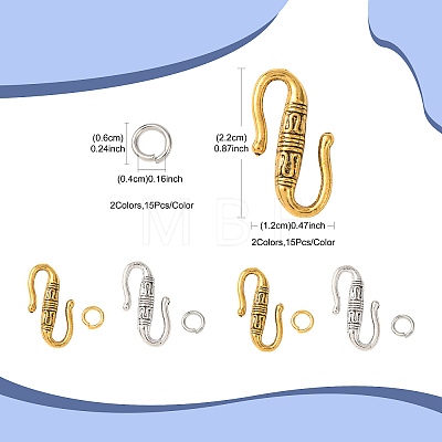 Tibetan Style Alloy S-Hook Clasps FIND-FS0005-28-1