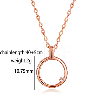 925 Sterling Silver Circle Pendant with Mozambique Diamond Fashion Women's Necklaces HI8884-1