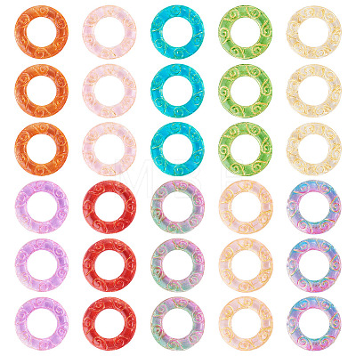 40Pcs 10 Colors Baking Paint and Golden Metal Enlaced Glass Beads DGLA-TA0001-65-1