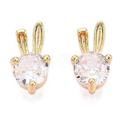 Brass Micro Pave Clear Cubic Zirconia Charms KK-T073-24G-1