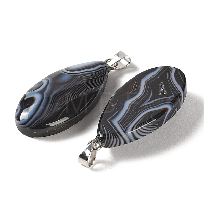 Dyed & Heated Natural Black Banded Agate Pendants GG-CBACB71-02P-11-1