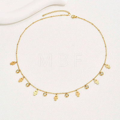 Religion Stainless Steel Hollow Multi-Hamsa Hand Pendant Necklaces for Women SW4671-1