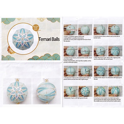 DIY Embroidery Temari Ball Keychain Kits DIY-I064-A03-1