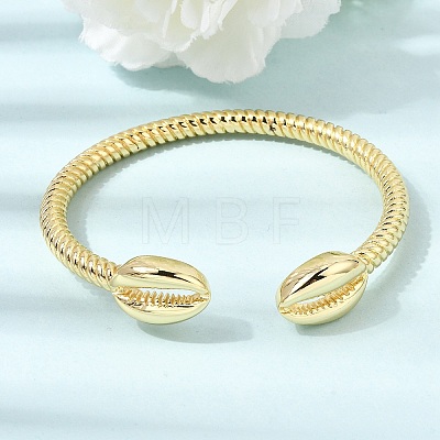 Ocean Brass Shell Shape Open Cuff Bangles for Women KK-CBAF3A5-09G-1