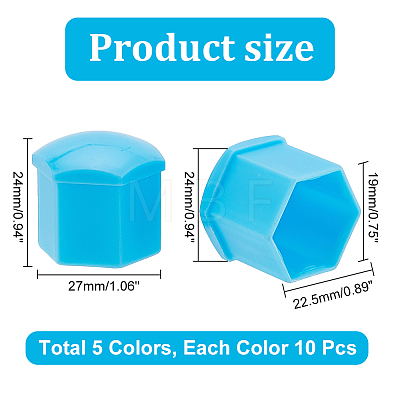 HOBBIESAY 50Pcs 5 Colors Plastic Protect Nuts FIND-HY0003-06-1