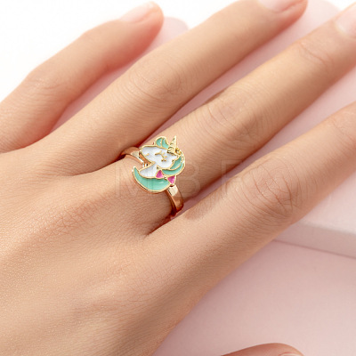 Alloy Enamel Rotatable Cuff Open Rings FS-WGEC271-12-1