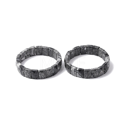 Rectangle Natural Map Stone Beads Stretch Bracelets for Women Men BJEW-Z149-01G-1