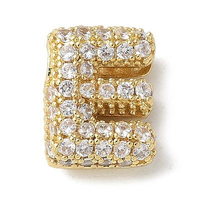 Brass Micro Pave Cubic Zirconia Beads KK-P290-61G-E-1