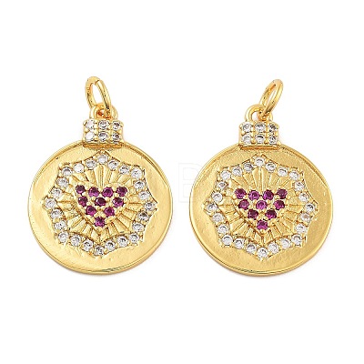 Rack Plating Brass Micro Pave Cubic Zirconia Pendants KK-Z071-65G-1