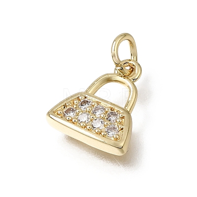 Brass Micro Pave Clear Cubic Zirconia Charms CU-L001-02G-1