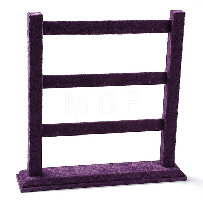 3-Tier Wood Covered with Velvet Earring Display Stands NDIS-Q027-06A-1