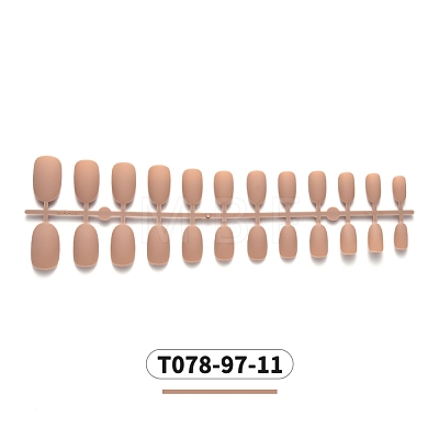 12 Different Size Natural Frosted Solid Color French Short False Nails MRMJ-T078-97-11-1