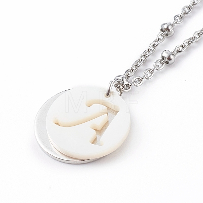 Natural Shell Initial Necklaces NJEW-JN03420-1