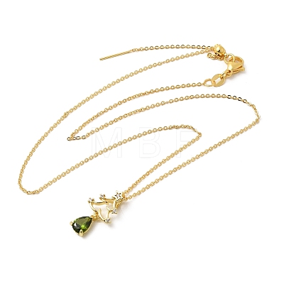 Christmas Tree Brass Micro Pave Cubic Zirconia Pendants Necklaces NJEW-L468-01G-B01-1