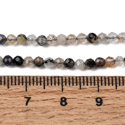 Natural Tourmalinated Quartz Beads Strands G-A318-A03-3mm-01-1