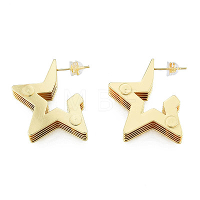 Brass Multi-Layer Star Stud Earrings EJEW-N011-88-1