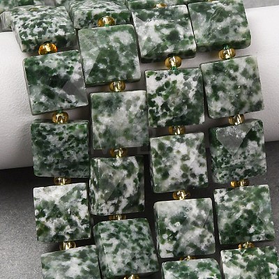 Natural Green Spot Jasper Beads Strands G-F839-A23-01-1