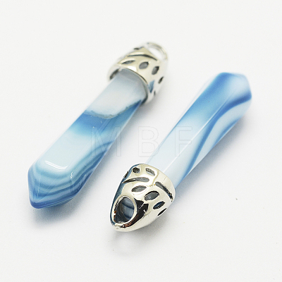 Dyed Bullet Natural Agate Pendants X-G-E332-C01-1