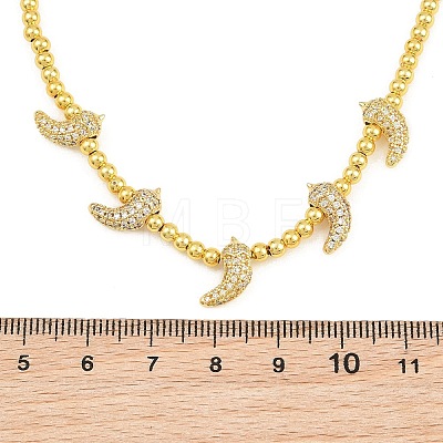 Brass Micro Pave Clear Cubic Zirconia Hot Pepper and Round Beaded Necklaces KK-CBA4547-15G-1