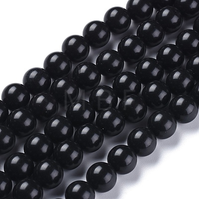 Natural Black Stone Beads Strands G-I288-A02-8mm-1