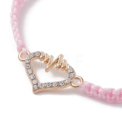Alloy Rhinestone Heart Link Bracelet BJEW-JB10002-01-1
