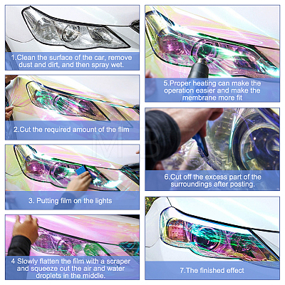 2Pcs 2 Colors Iridescent Plastic Car Headlamp Sticker DIY-BC0012-20-1
