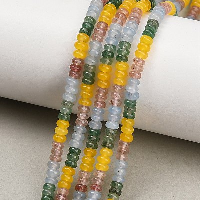 Gradient Color Natural Dyed White Jade & Green Strawberry Quartz & Strawberry Quartz Beads Strands GG-CBA1E0E-01B-1