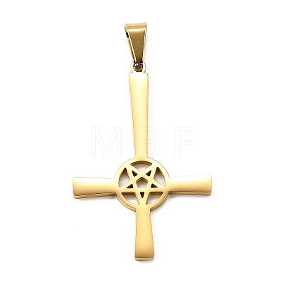 304 Stainless Steel Saint Peter's Cross Pendants STAS-R171-06G-1