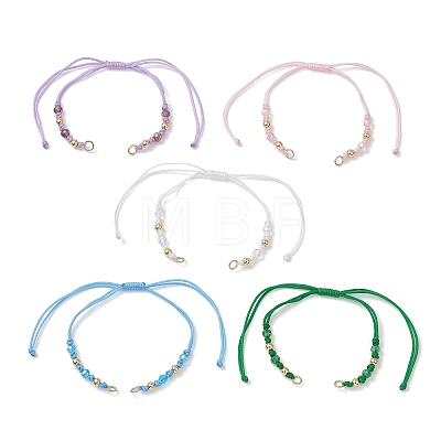 AB Color Plated Faceted Rondelle Glass Braided Bead Bracelet Making AJEW-JB01544-1
