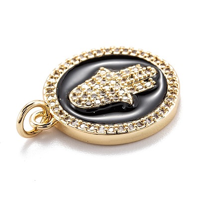 Real 18K Gold Plated Brass Micro Pave Clear Cubic Zirconia Pendants ZIRC-M114-50G-07-1