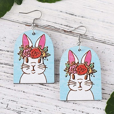 Easter Wood Dangle Earrings FS-WGE0D87-03-1